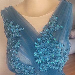 Teal and cream Dress